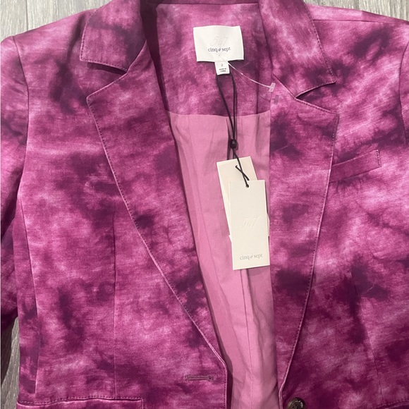Cinq à Sept Purple Tie-Dye Print Blazer w/ Tags size 2 colour purple - Picture 7 of 8